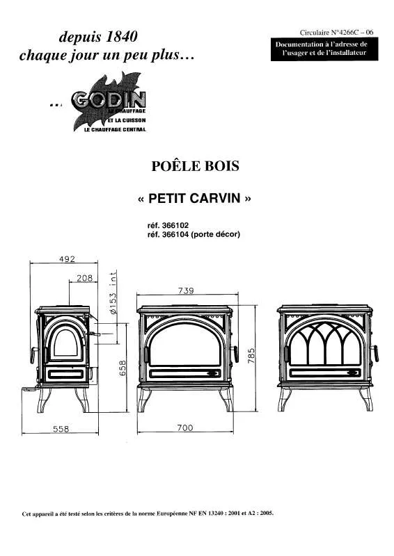 Mode d'emploi GODIN 366104 PETIT CARVIN