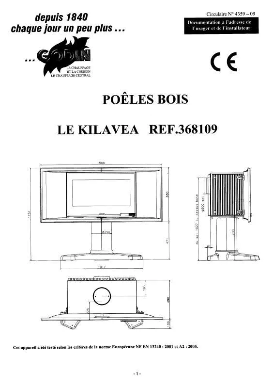 Mode d'emploi GODIN 368109 KILAVEA