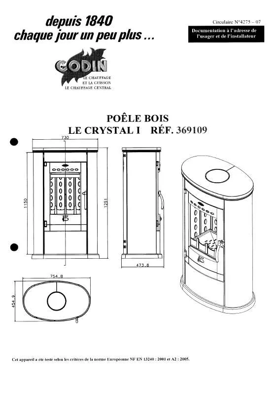 Mode d'emploi GODIN 369109 CRYSTAL I