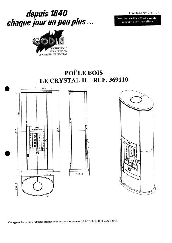 Mode d'emploi GODIN 369110 CRYSTAL II