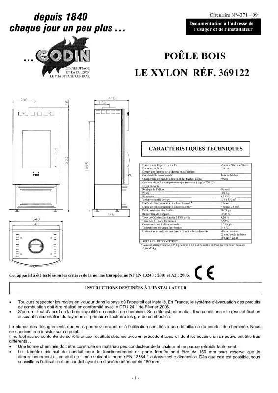 Mode d'emploi GODIN 369122 XYLON