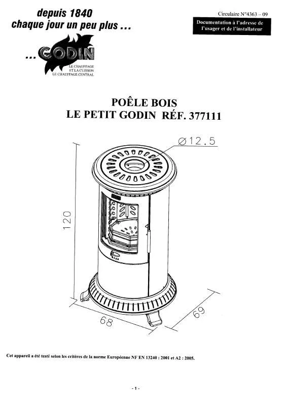 Mode d'emploi GODIN 377111 PETIT GODIN