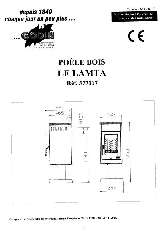 Mode d'emploi GODIN 377117 LAMTA