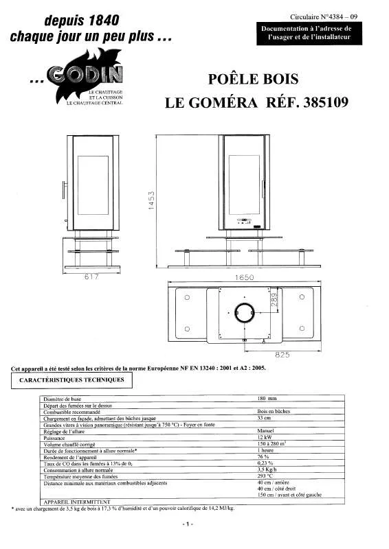 Mode d'emploi GODIN 385109 GOMERA