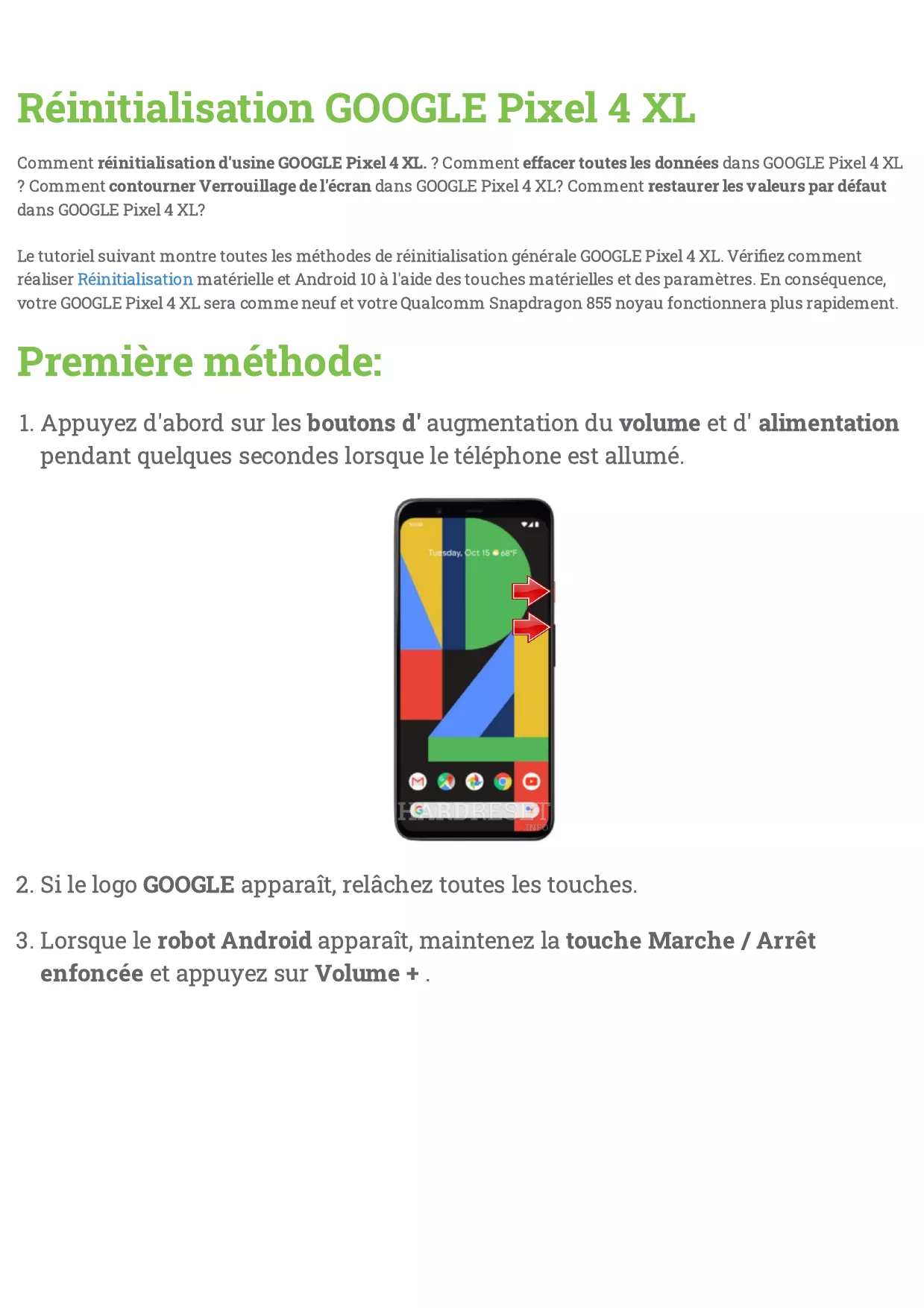 Mode d'emploi GOOGLE PIXEL 4 XL