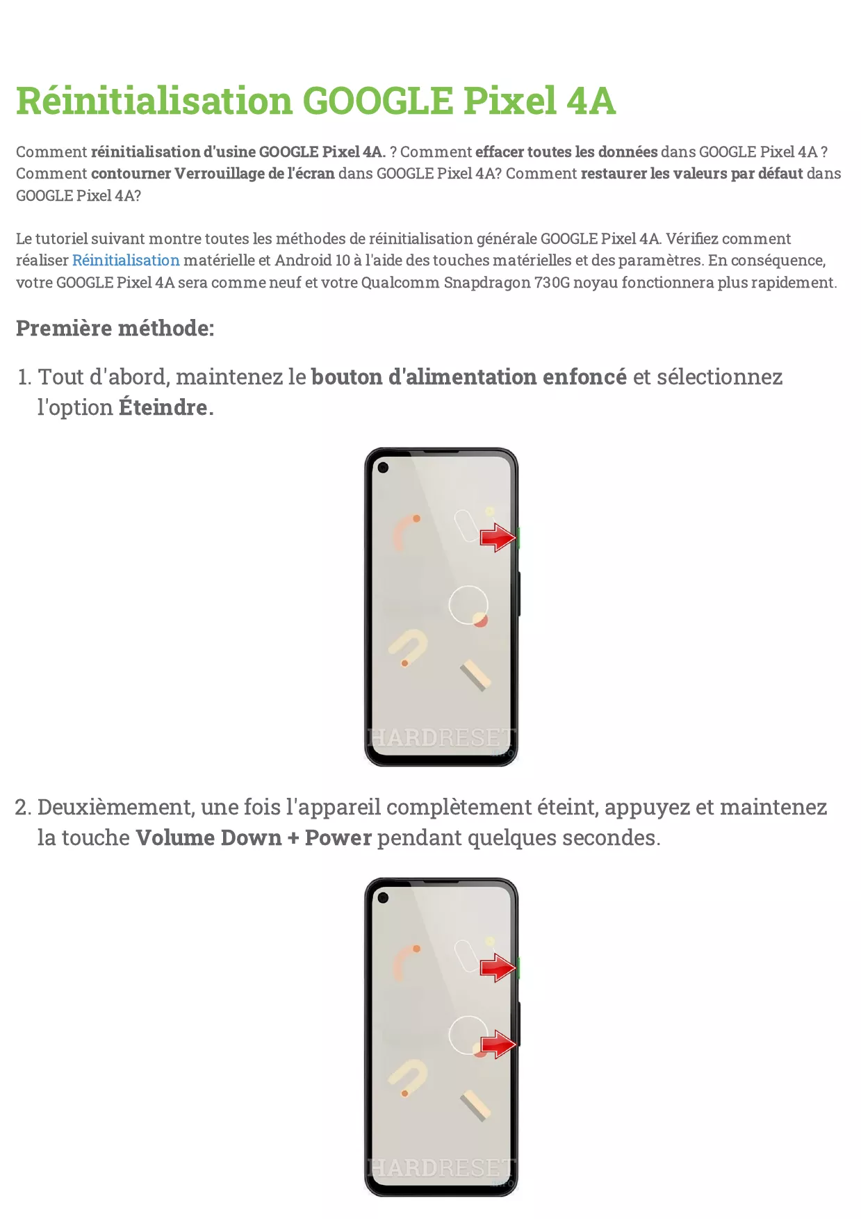 Mode d'emploi GOOGLE PIXEL 4A