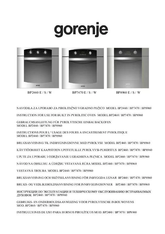 Mode d'emploi GORENJE BP8960 W