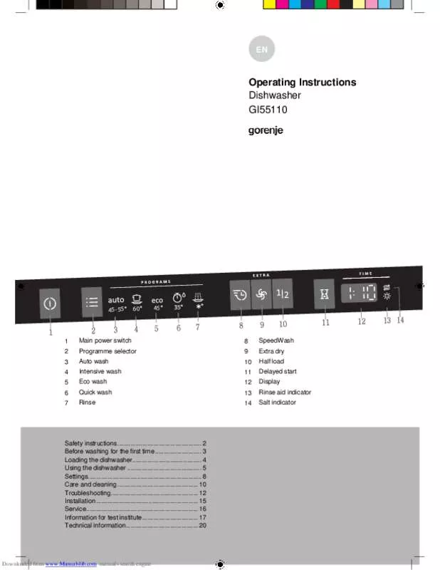 Mode d'emploi GORENJE GI55110S