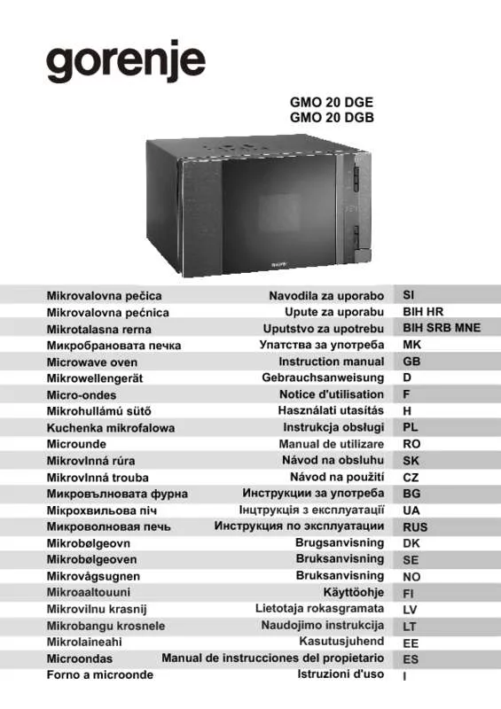 Mode d'emploi GORENJE GMO20DGE