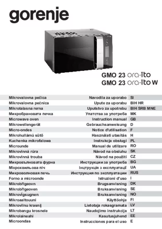 Mode d'emploi GORENJE GMO23ORA