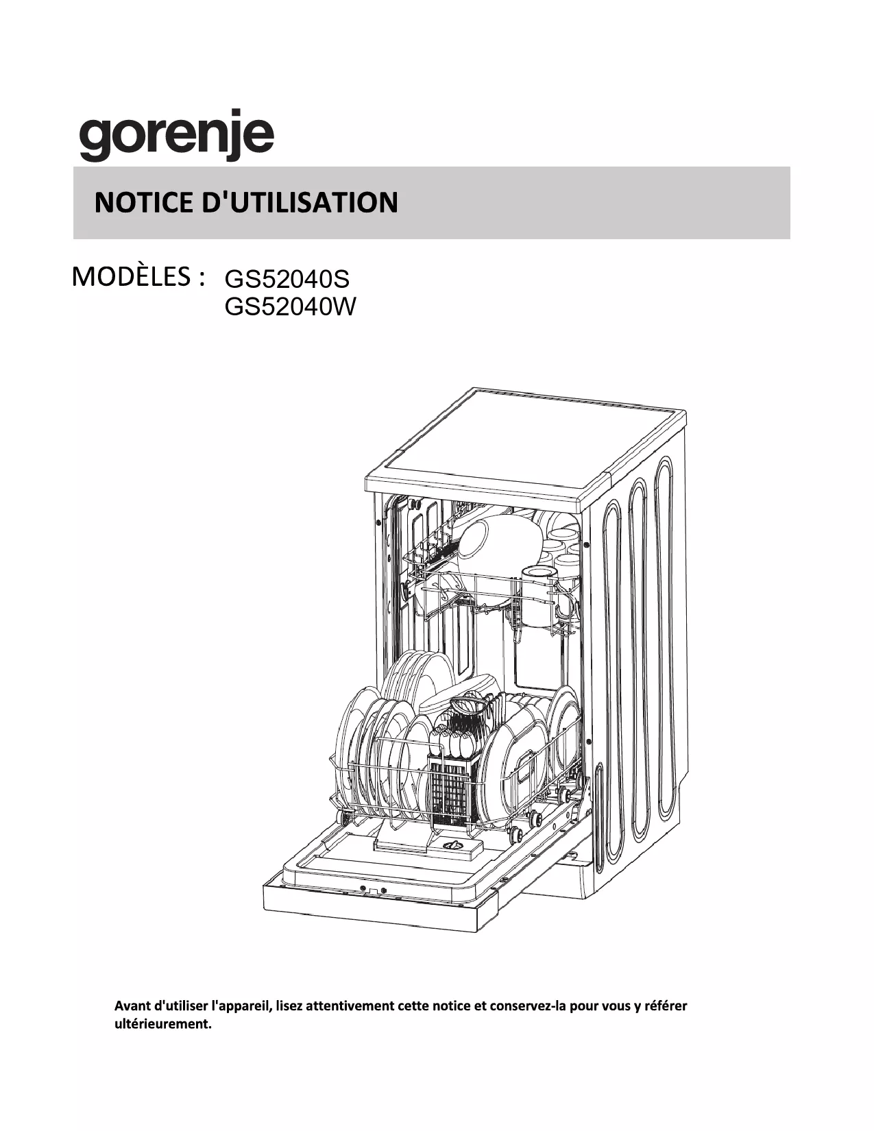 Mode d'emploi GORENJE GS52040S