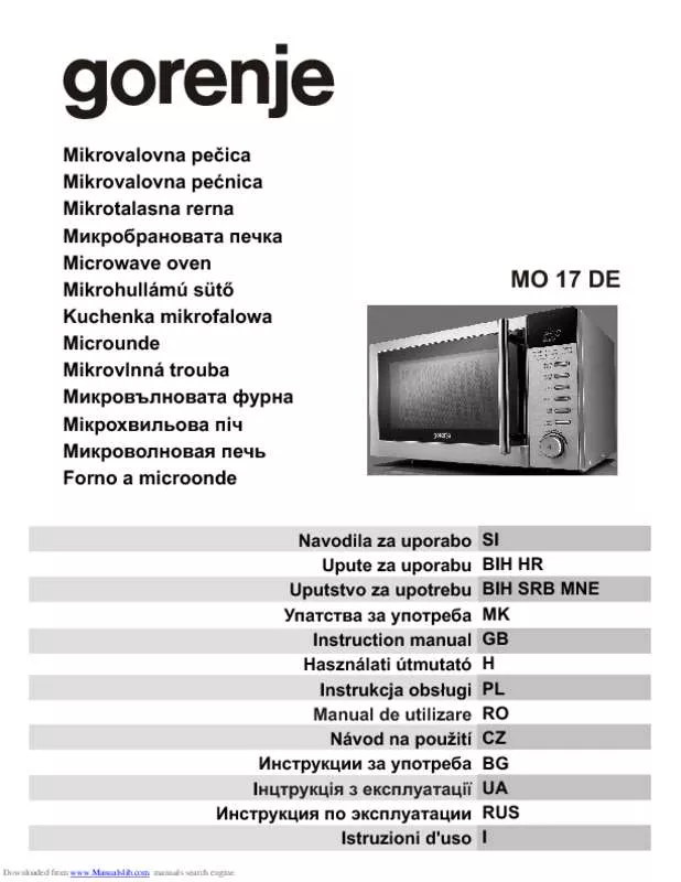 Mode d'emploi GORENJE MO17DE