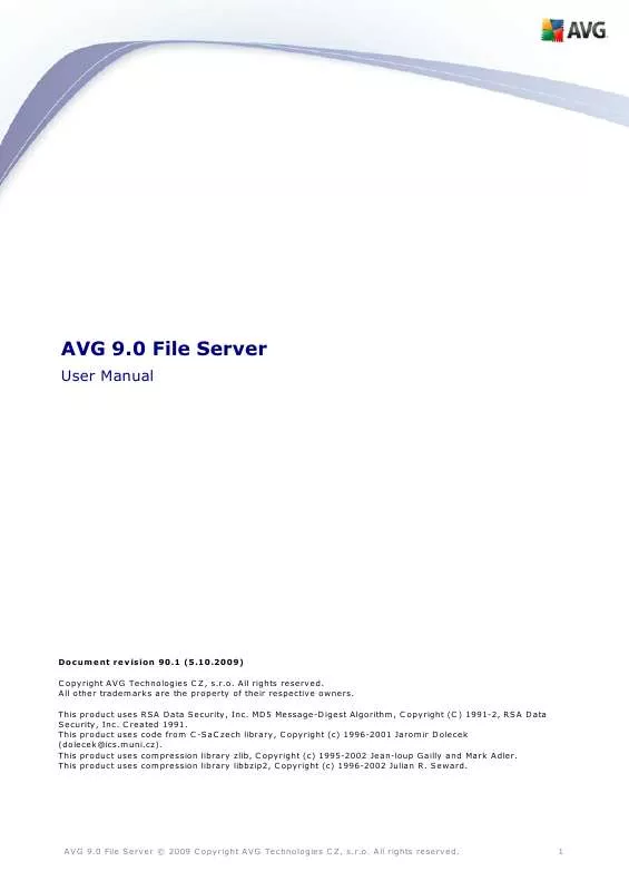 Mode d'emploi GRISOFT AVG 9 FILE SERVER