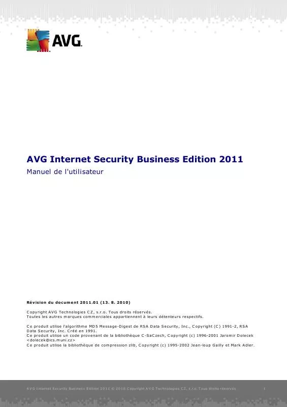 Mode d'emploi GRISOFT INTERNET SECURITY BUSINESS EDITION 2011