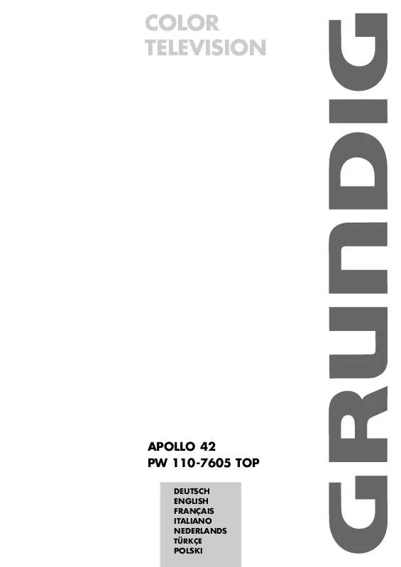 Mode d'emploi GRUNDIG APOLLO 42 PW 110-7605 TOP