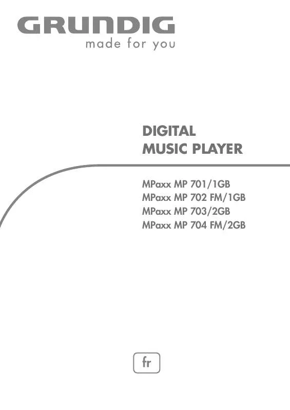 Mode d'emploi GRUNDIG MPAXX 703/2GB