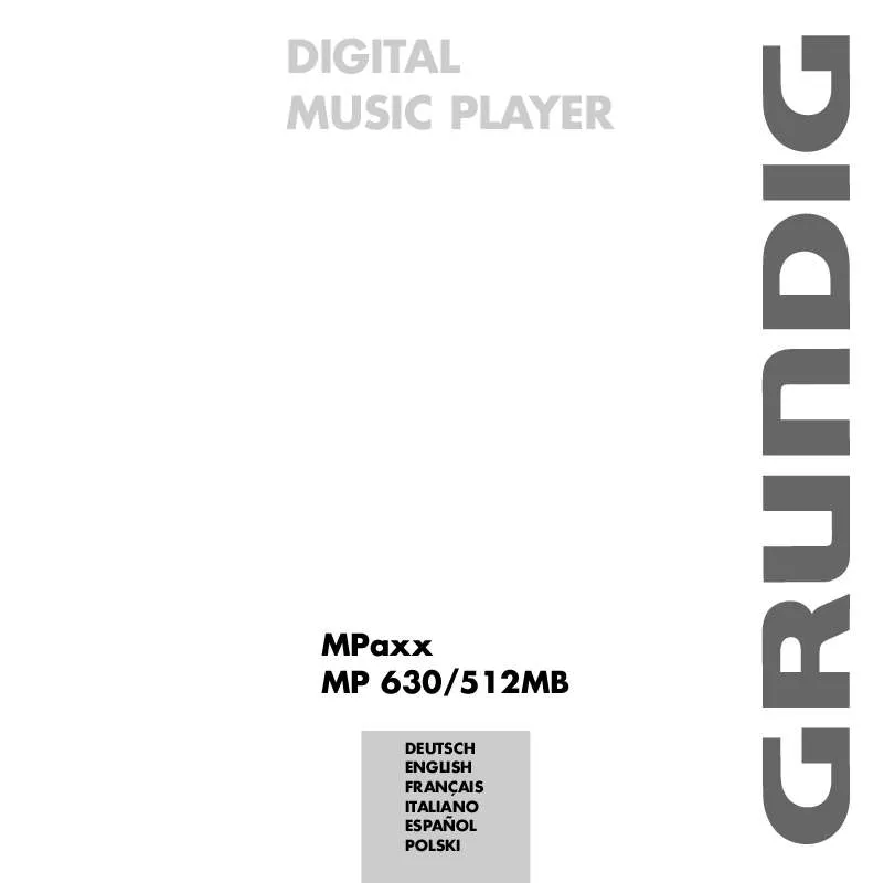 Mode d'emploi GRUNDIG MPAXX MP 630/512MB