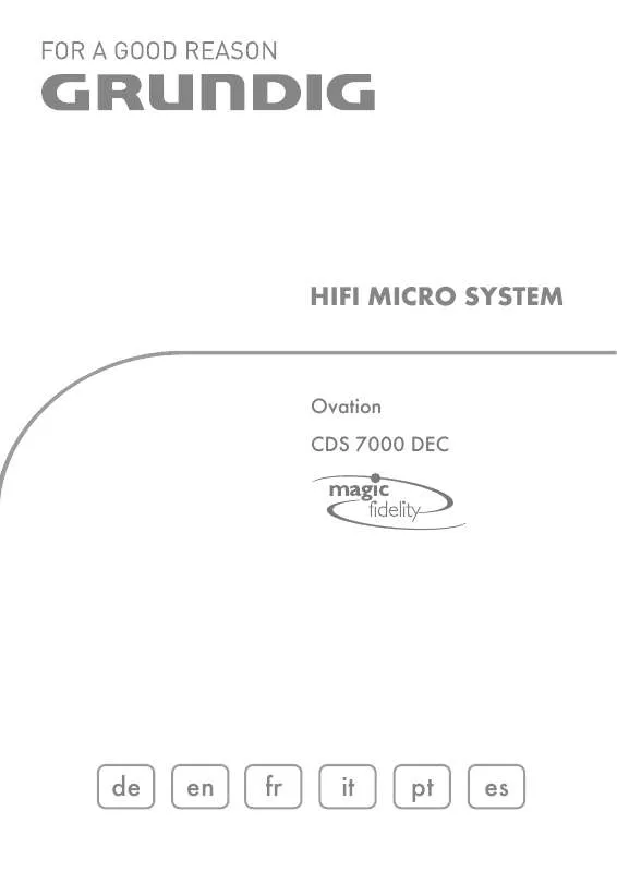 Mode d'emploi GRUNDIG OVATION CDS 7000