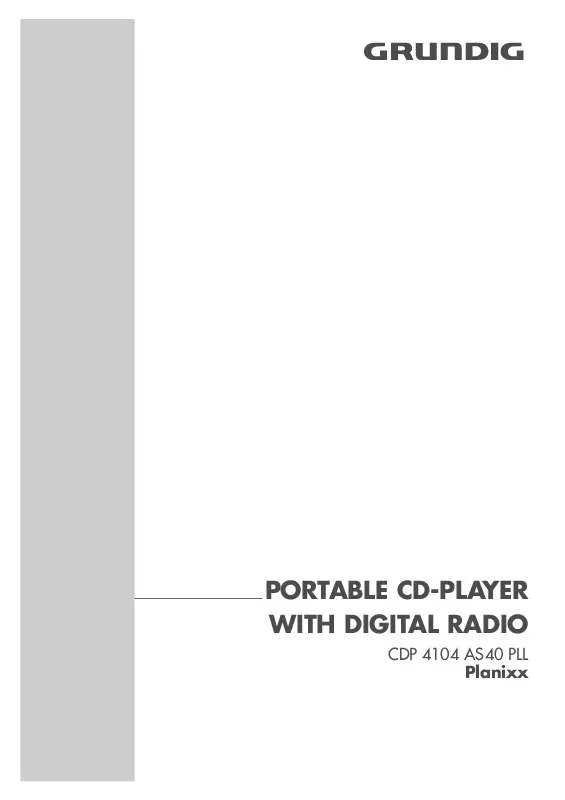 Mode d'emploi GRUNDIG PLANIXX CDP 4104 AS 40 PLL