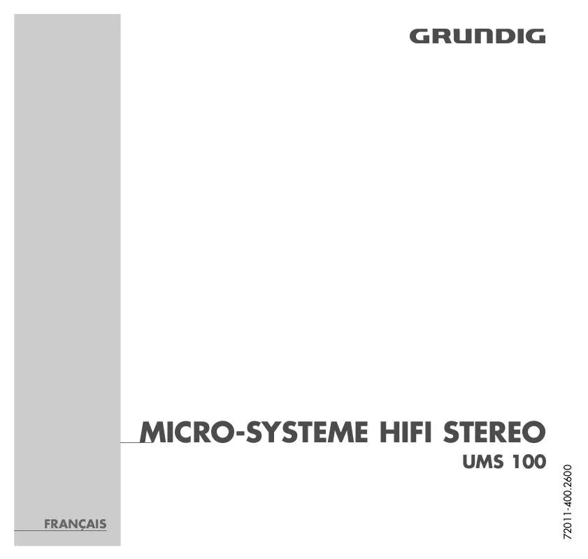 Mode d'emploi GRUNDIG UMS 100