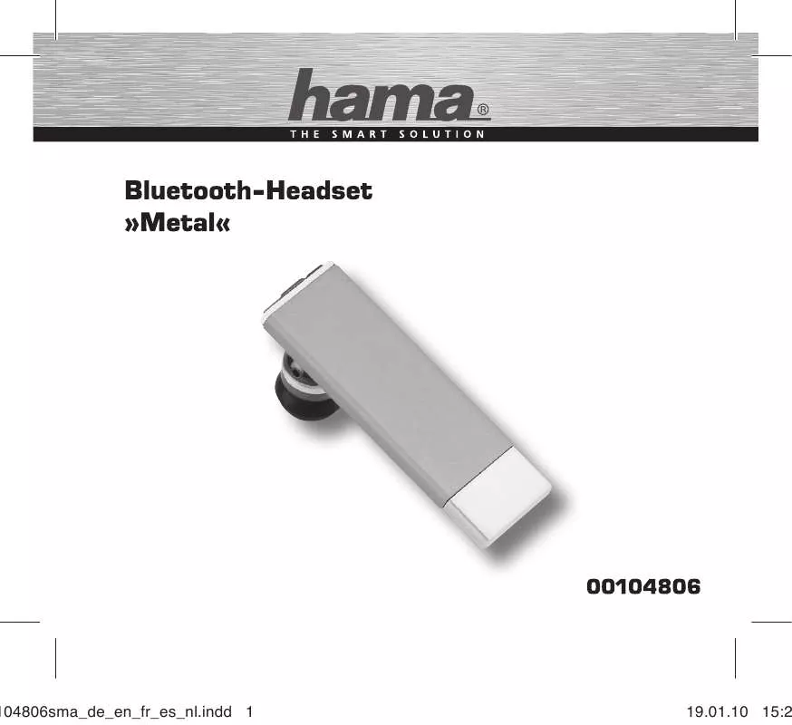 Mode d'emploi HAMA BLUETOOTH-HEADSET METAL SILBER