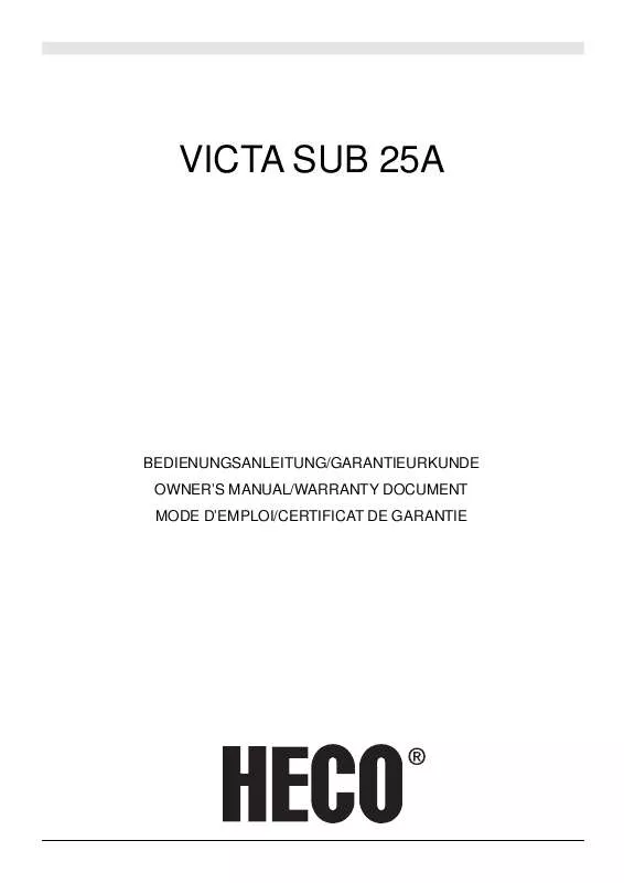 Mode d'emploi HECO VICTA SUB 25A