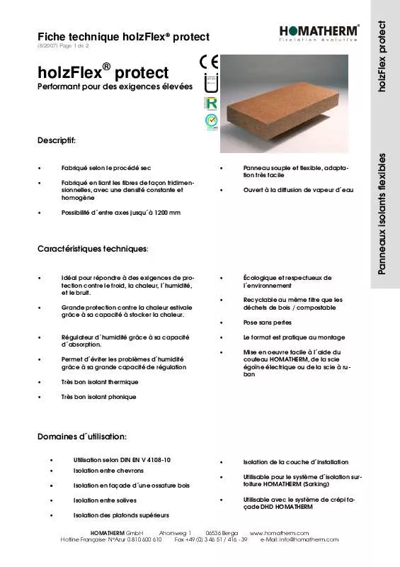 Mode d'emploi HOMATHERM HOLZFLEX PROTECT