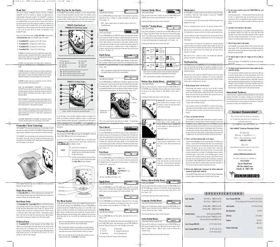 Mode d'emploi HUMMINBIRD PIRANHAMAX 215