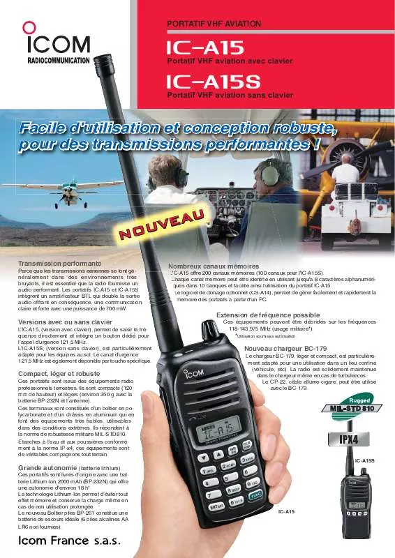 Mode d'emploi ICOM IC-A15S