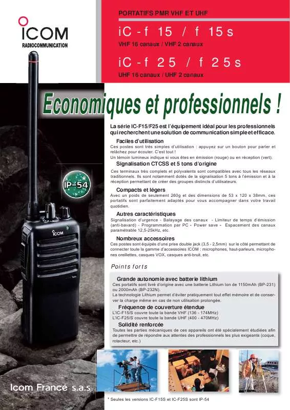 Mode d'emploi ICOM IC-F15S