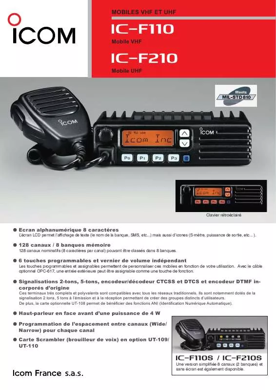 Mode d'emploi ICOM IC-F210