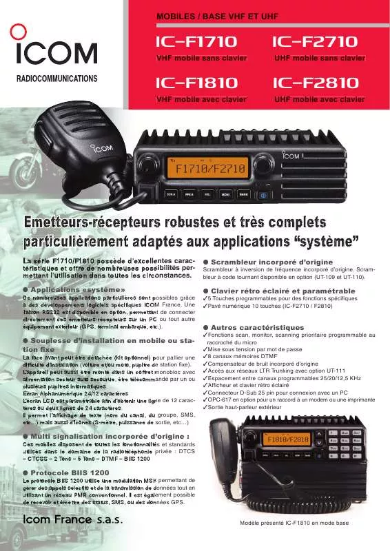 Mode d'emploi ICOM IC-F2710