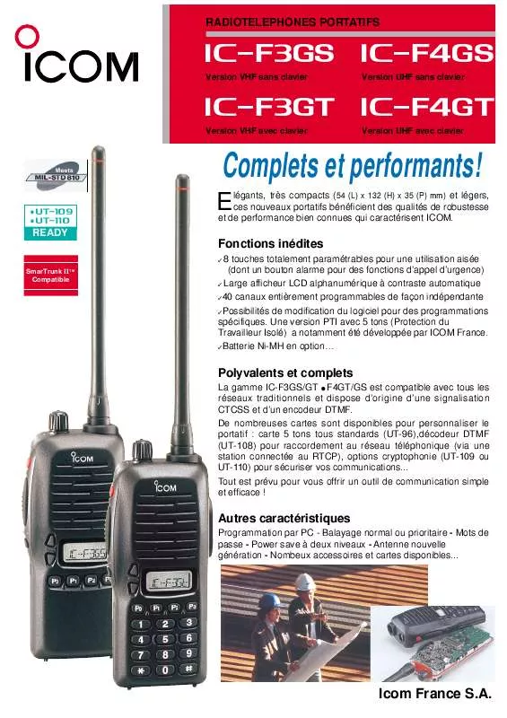 Mode d'emploi ICOM IC-F3GS