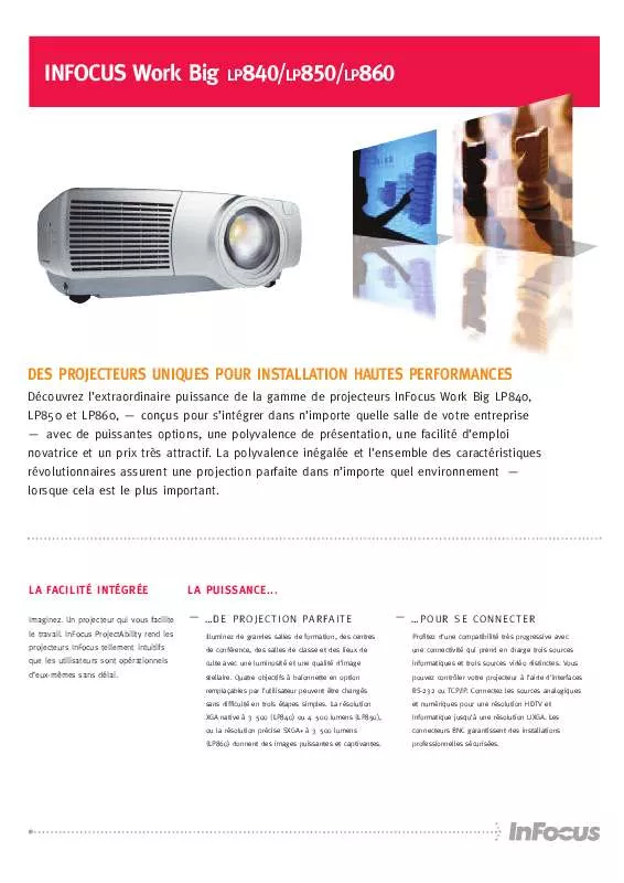 Mode d'emploi INFOCUS LP850