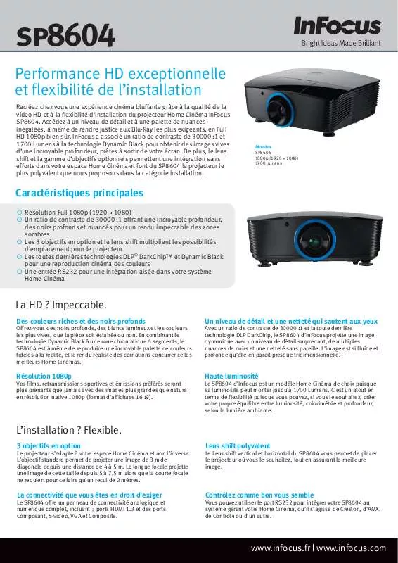 Mode d'emploi INFOCUS SP8604