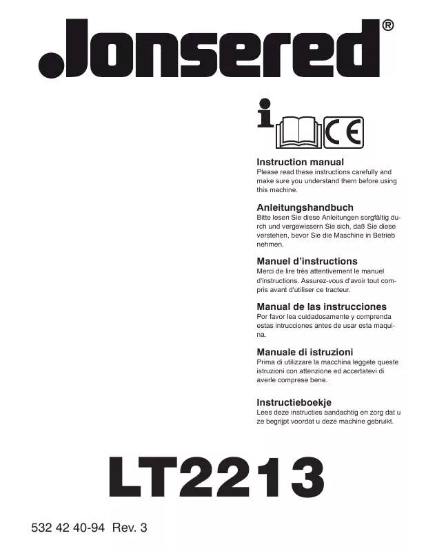 Mode d'emploi JONSERED LT 2213