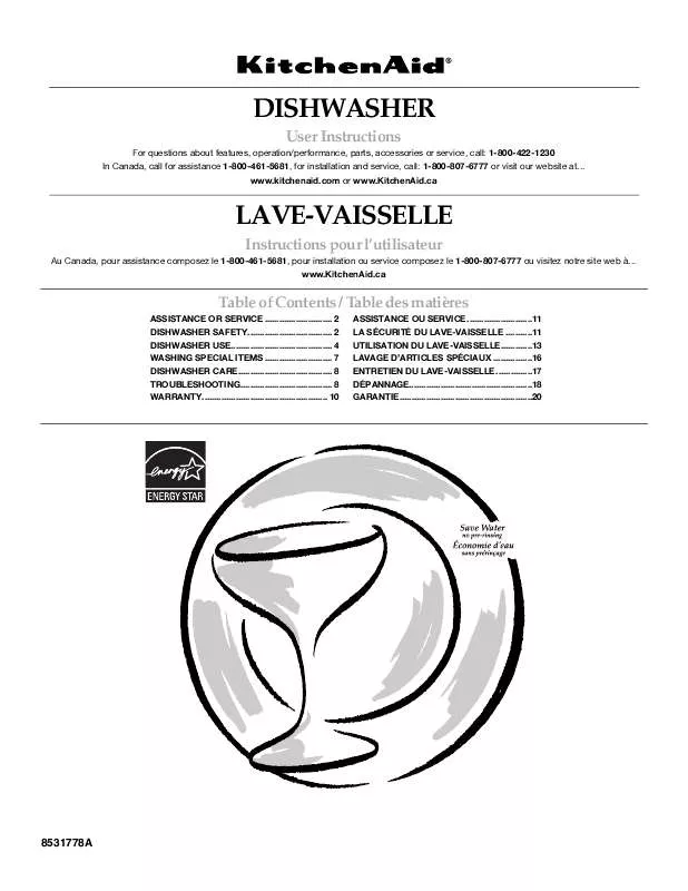 Mode d'emploi KITCHENAID KUDP01ILBL3