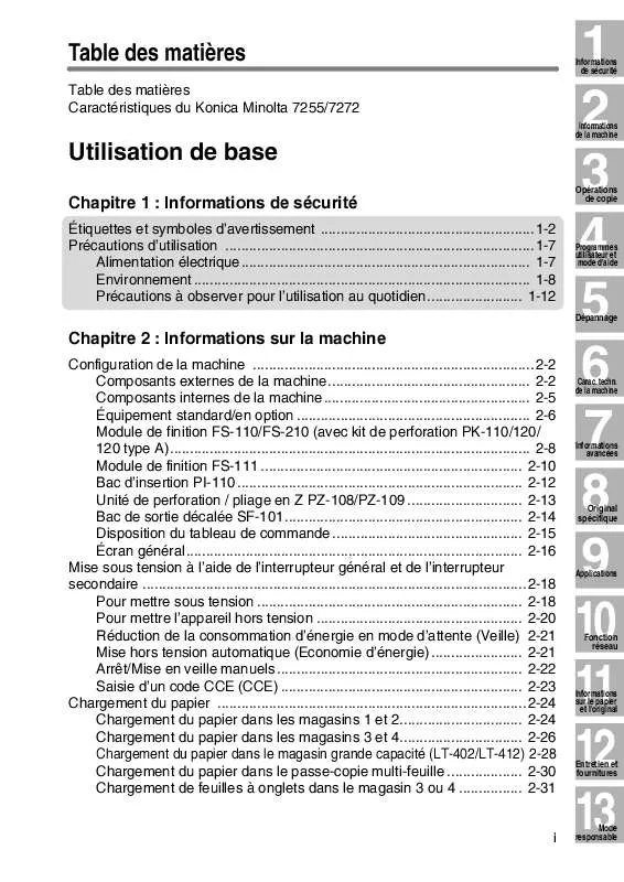 Mode d'emploi KONICA MINOLTA 7255