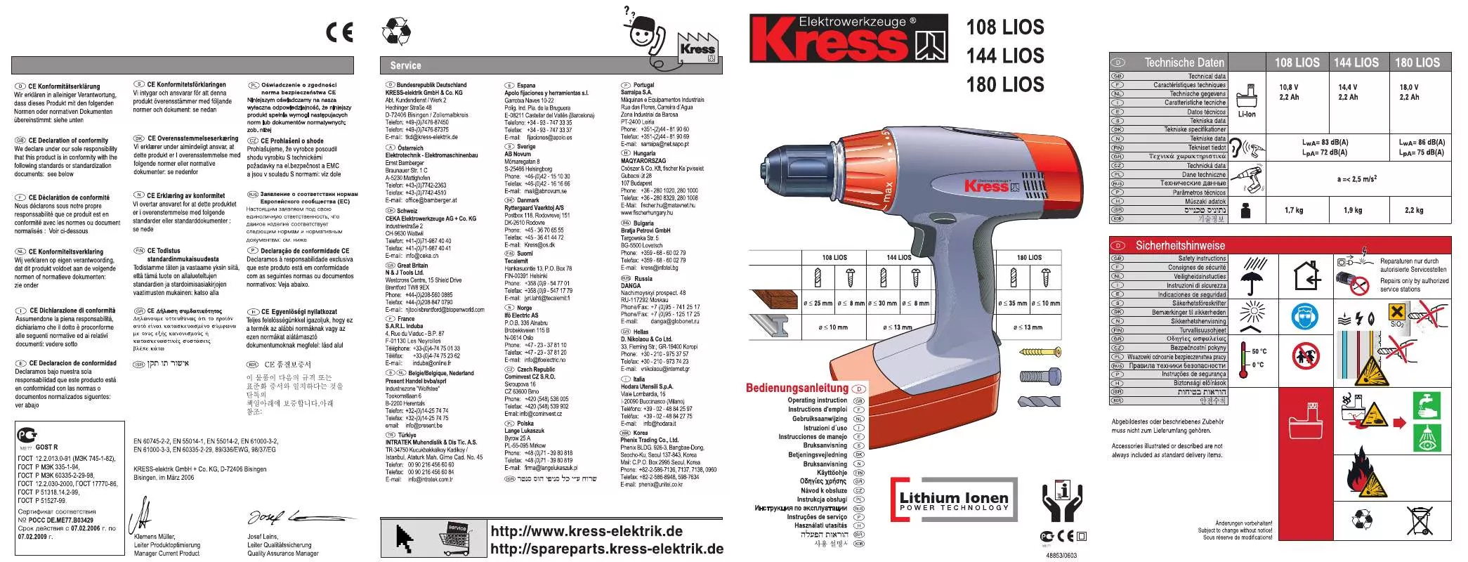 Mode d'emploi KRESS 144 LIOS