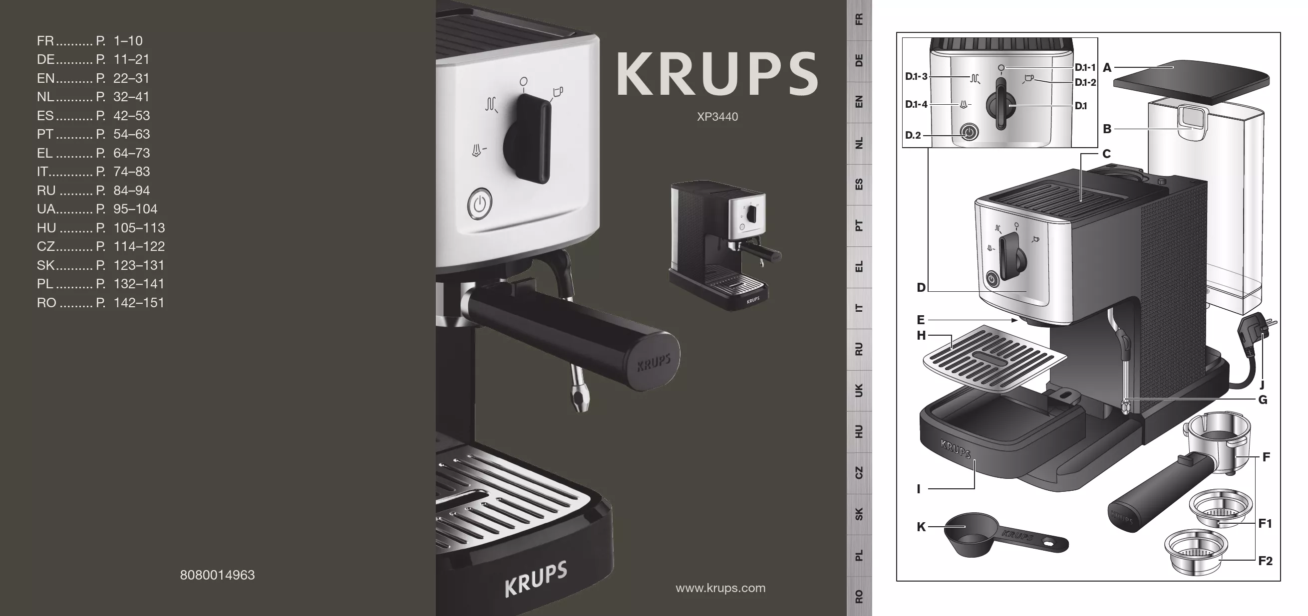 Mode d'emploi KRUPS CALVI LATTE XP345810