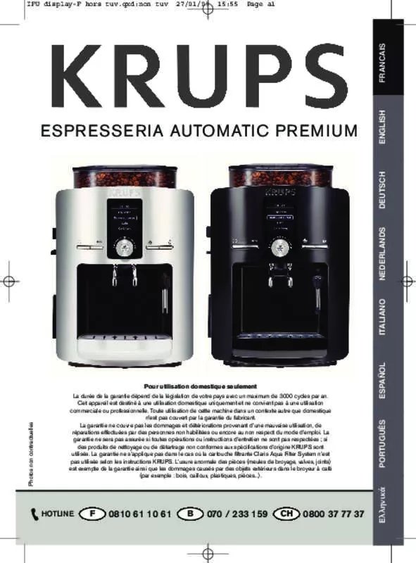 Mode d'emploi KRUPS ESPRESSERIA EA8260