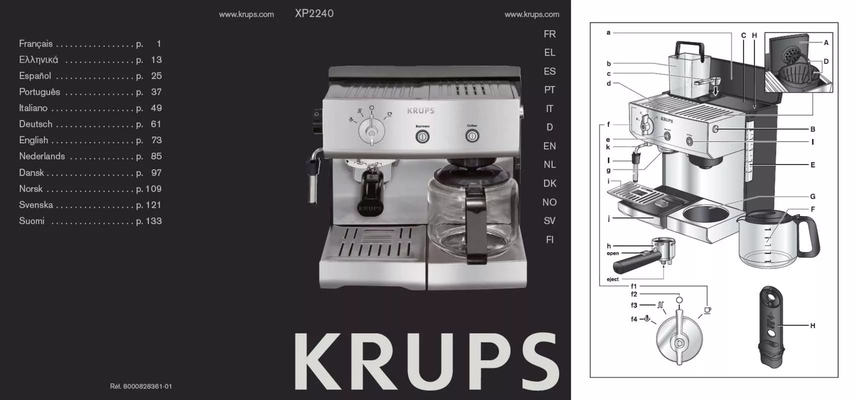 Mode d'emploi KRUPS EXPRESSO FILTRE YY8203FD