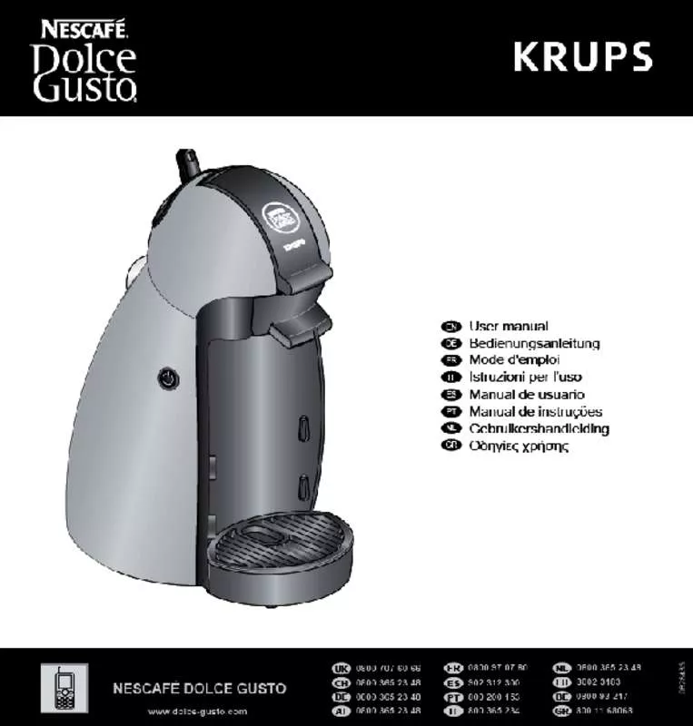 Mode d'emploi KRUPS NESCAFE DOLCE GUSTO PICCOLO