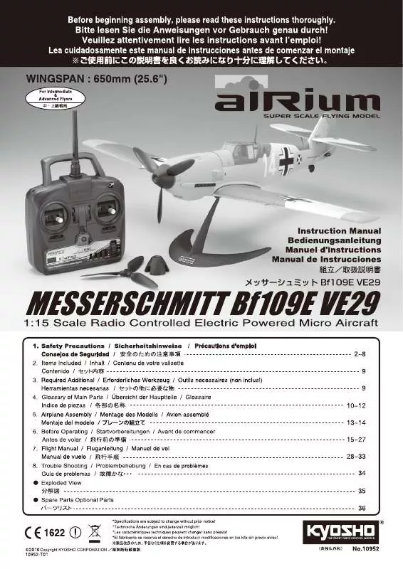 Mode d'emploi KYOSHO AIRIUM MESSERSCHMITT