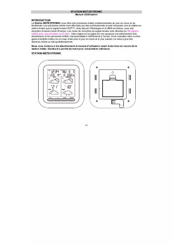 Mode d'emploi LA CROSSE TECHNOLOGY WM5400