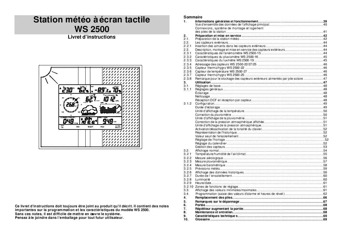 Mode d'emploi LA CROSSE TECHNOLOGY WS 2500-20