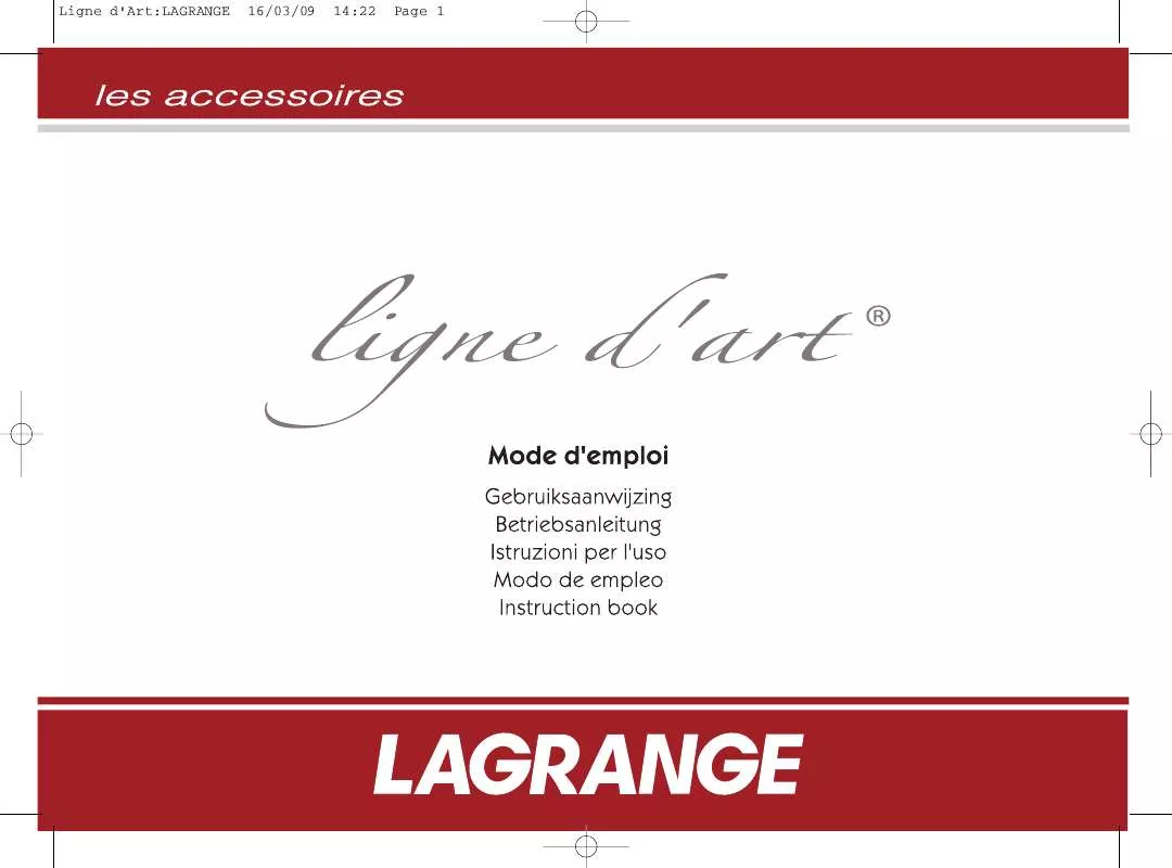 Mode d'emploi LAGRANGE CHAUFFE PLATS LIGNE D ART