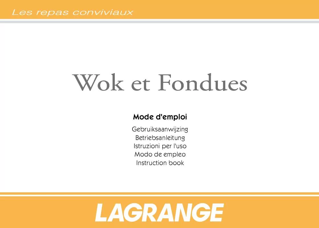 Mode d'emploi LAGRANGE FONDUE DELUXE