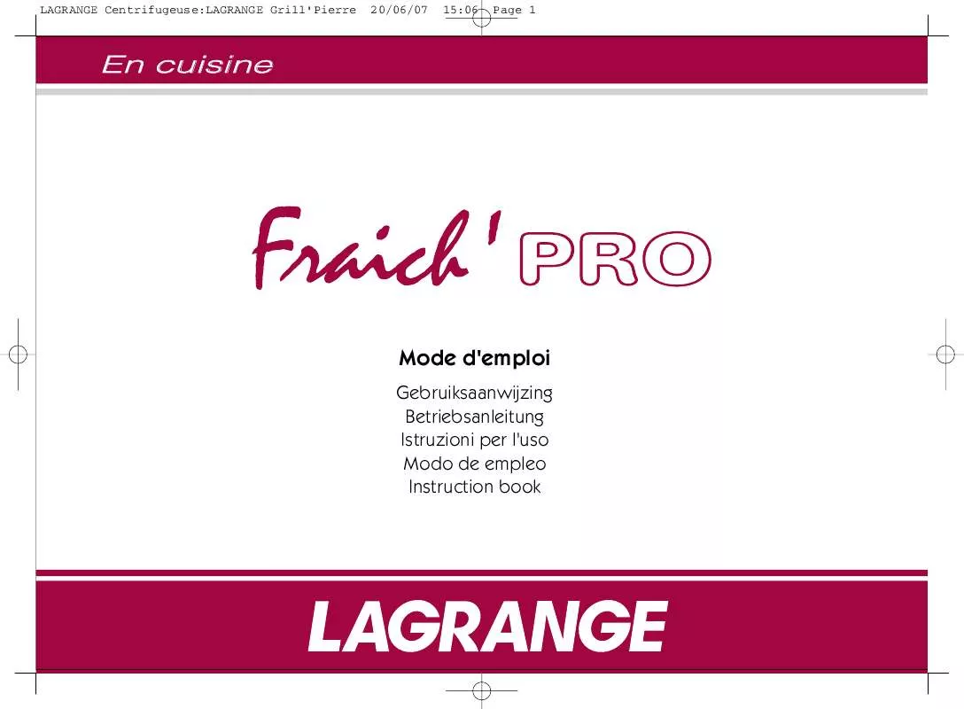 Mode d'emploi LAGRANGE FRAICH PRO