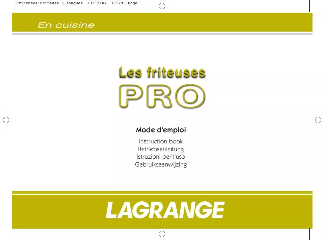 Mode d'emploi LAGRANGE FRITEUSES PRO